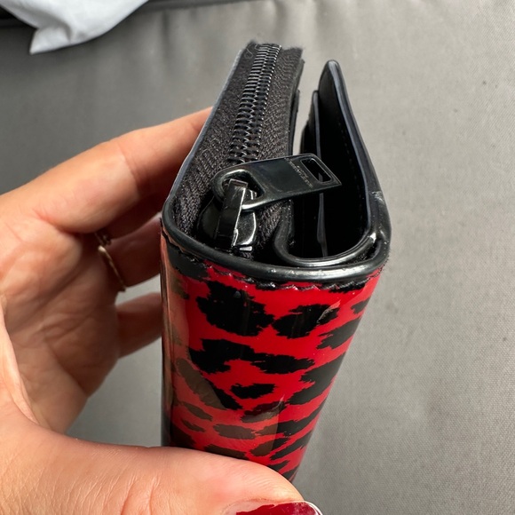 Saint Laurent wallet folding YSL 562796 baby cat leopard pattern zip rouge black - Picture 2 of 9